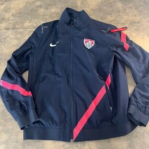 Nike USMNT Track Jacket Mens Large Navy Blue US Soccer Full Zip *SEE DAMAGE*